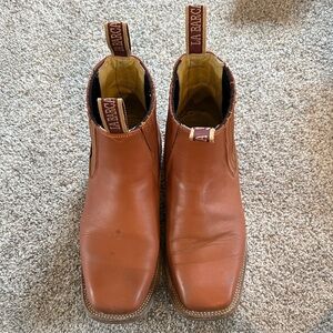 Men's Tan Leather Square Toe Boots